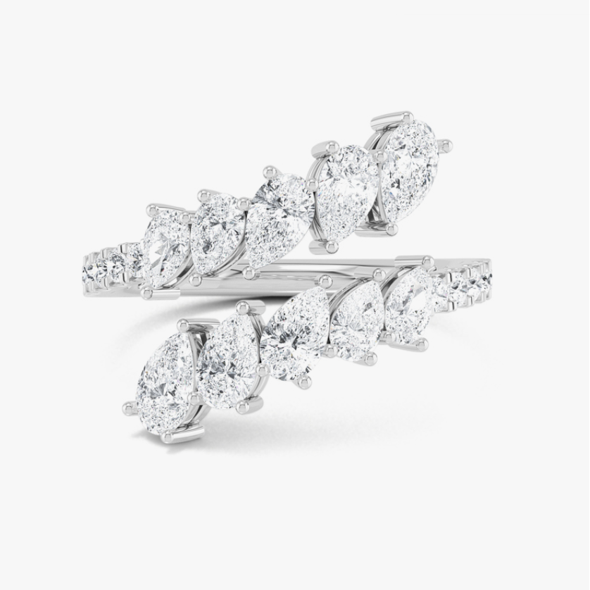 White Gold Pear Flair Diamond Ring