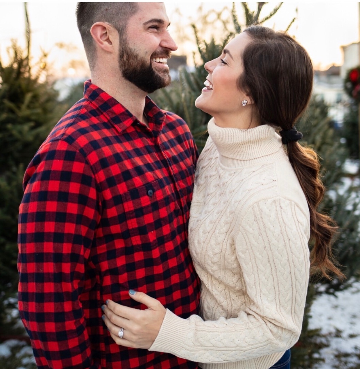 happy engaged couple