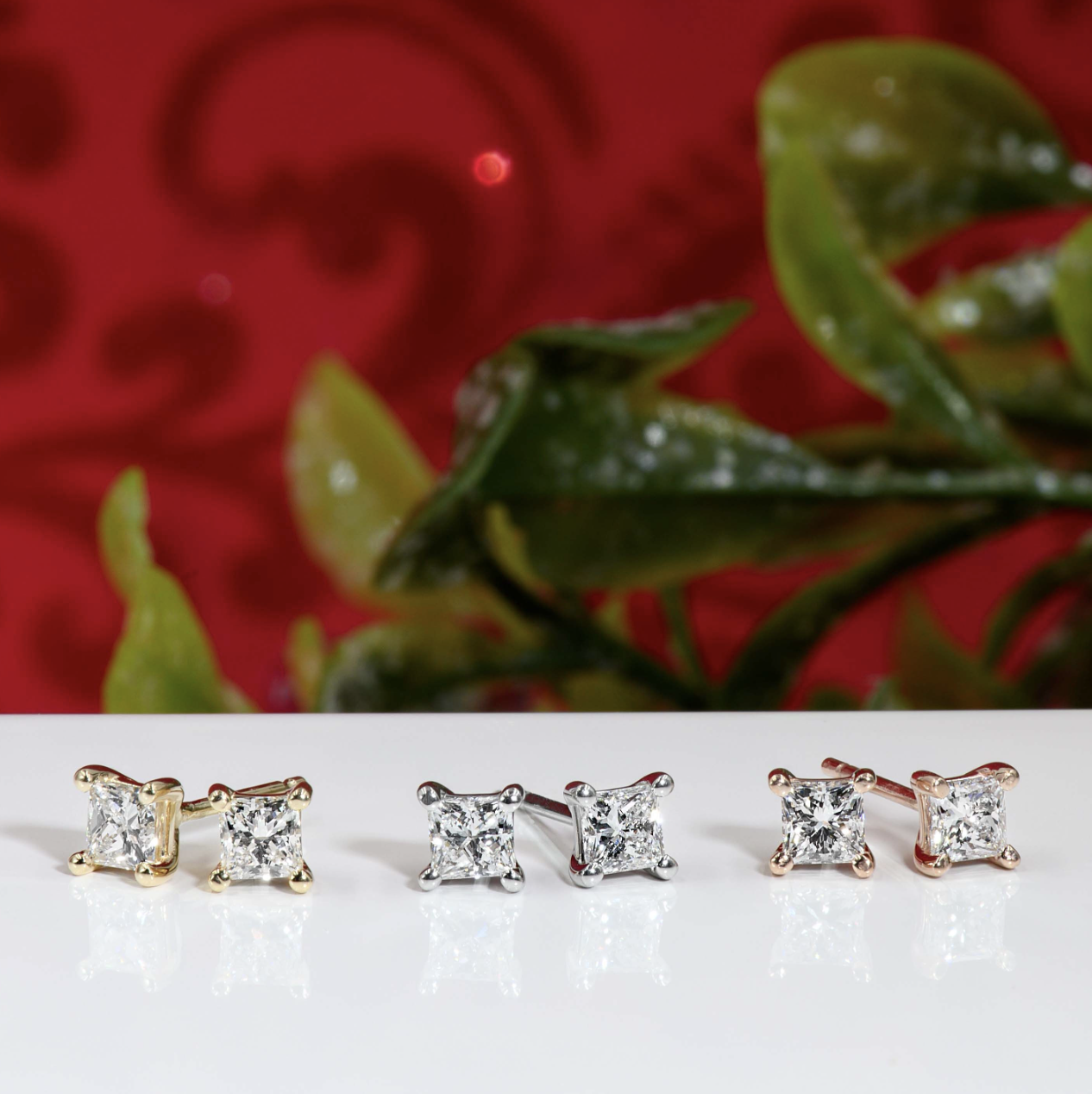 square diamond stud earrings