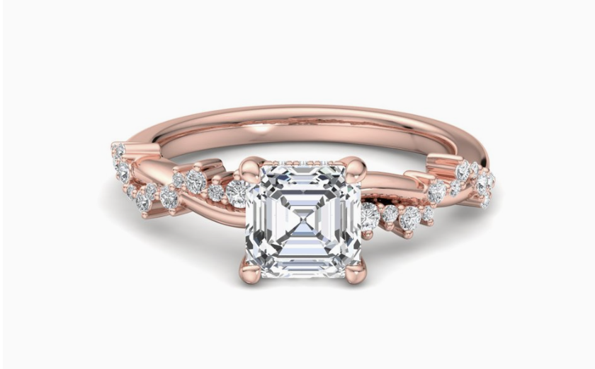 rose gold nature inspired engagement ring