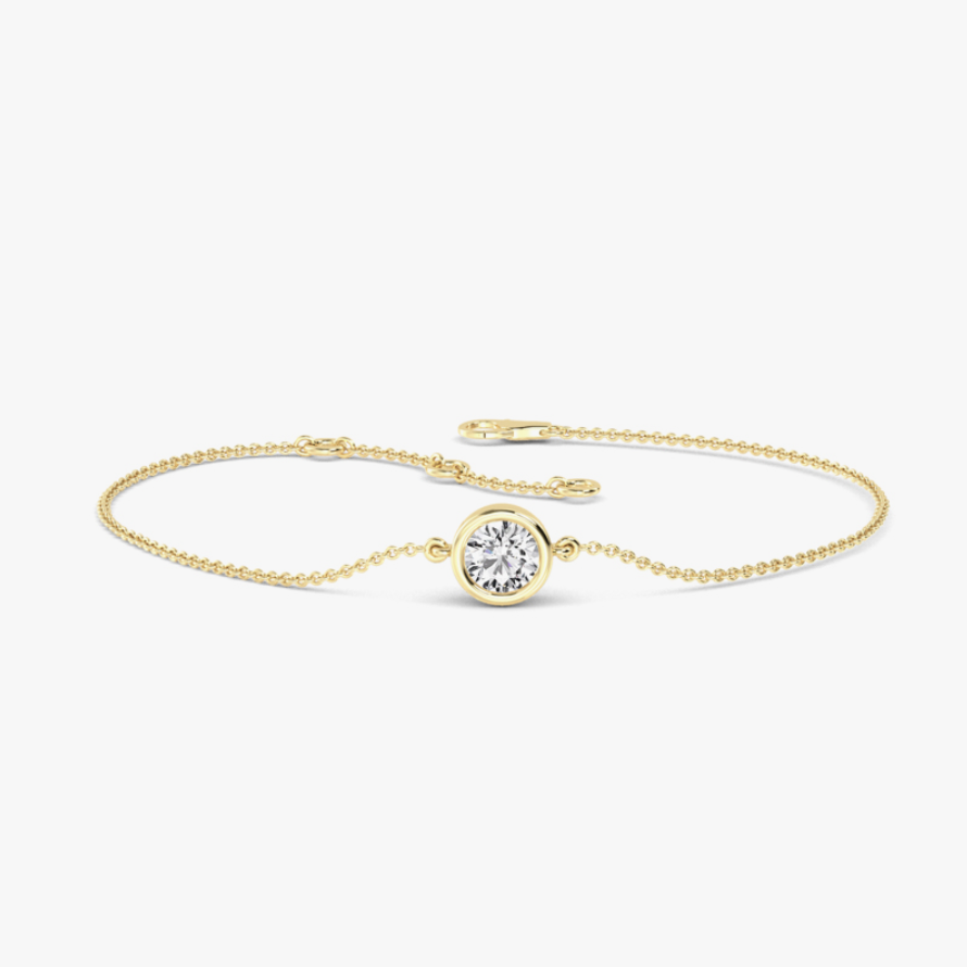yellow gold lab-grown diamond bezel bracelet