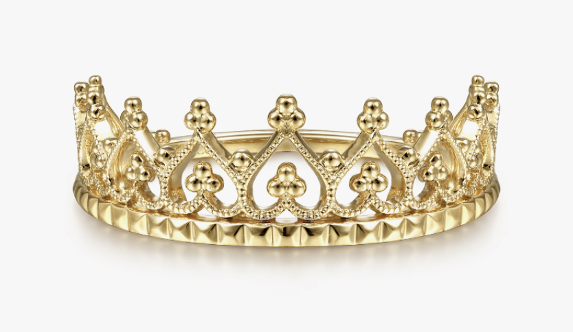 yellow gold stackable crown ring