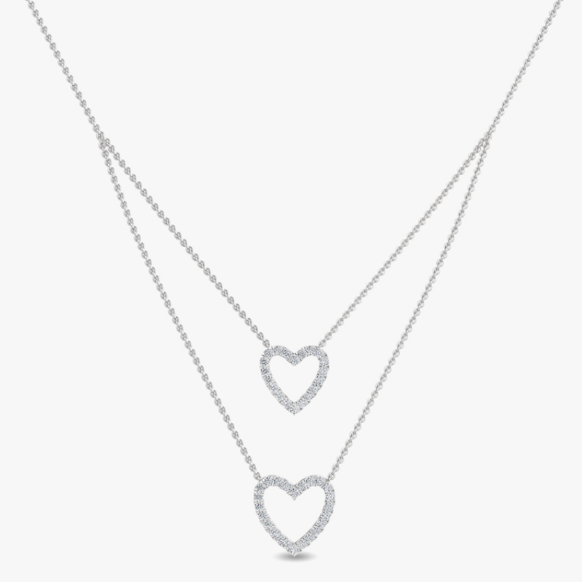 white gold double-heart necklace