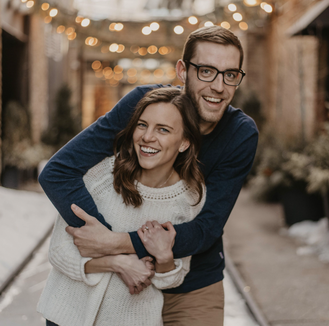 happy engaged couple