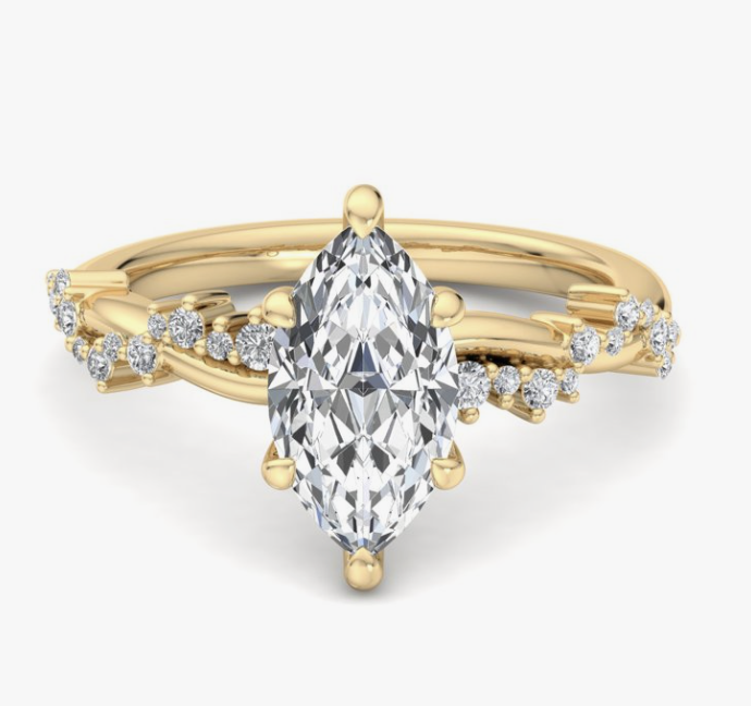 Yellow Gold 'Ivy' Marquise Shaped Diamond Ring