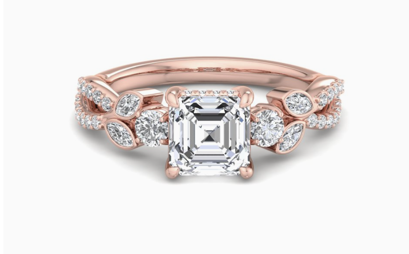 rose gold nature inspired engagement ring