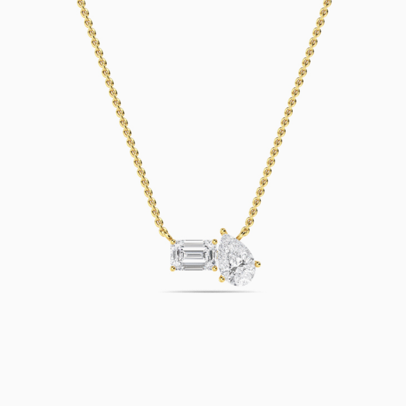 toi et moi lab grown diamond yellow gold pendant necklace