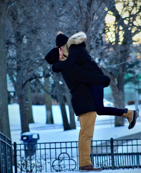 happy engaged couple