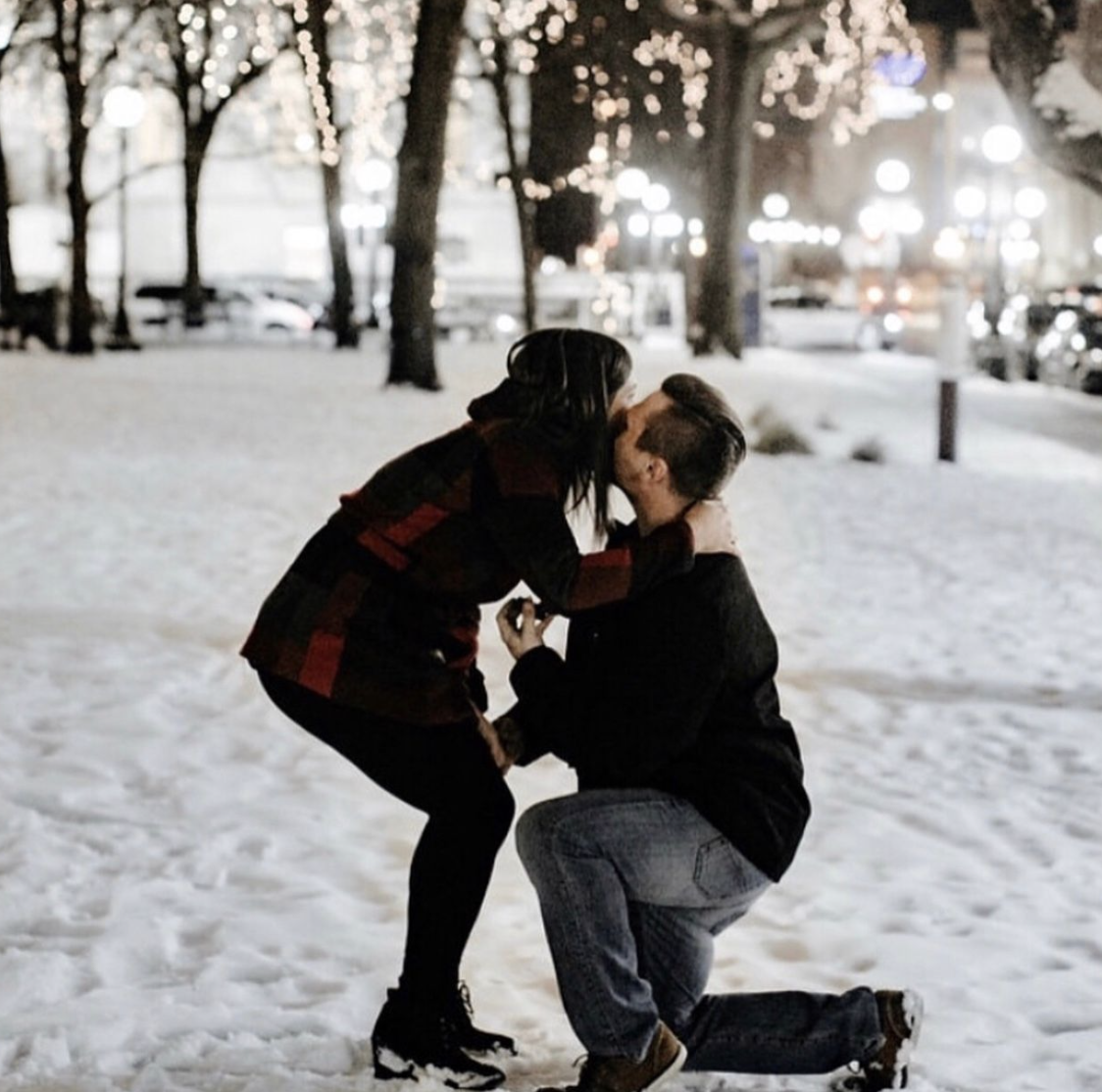 happy engaged couple