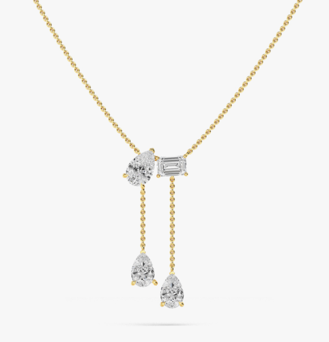oval and princess cut toi et moi pendant necklace