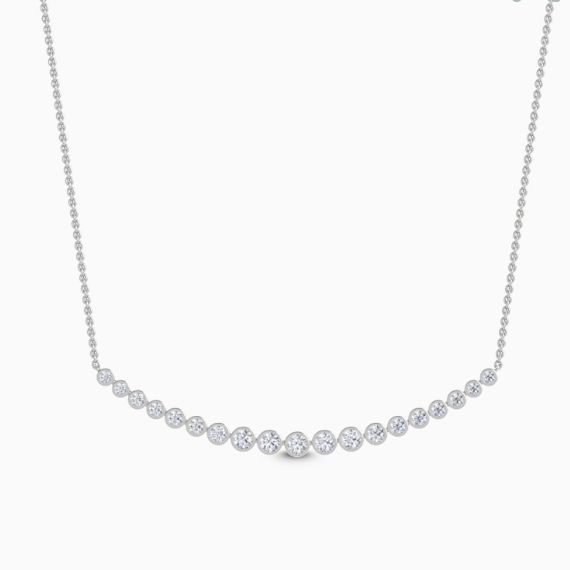 white gold bezel diamond necklace